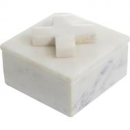 Шкатулка  из белого мрамора крестик 10х10х5см ГЛАСАР