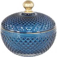 Шкатулка  стекло 12х12х12см синяя ГЛАСАР