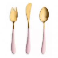 Набор столовых приборов  Alice pink gold детский 3 предмета Cutipol