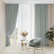 Комплект штор с подхватами  Алаби голубой 260x300-2. Подхваты-2. 4 предмета Togas