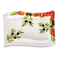Блюдо прямоугольное с изгибом  Томаты и Оливки, 33х20 см Edelweiss