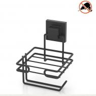 Держатель для туалетной бумаги  с запасным рулоном самоклеящийся черный Teknotel