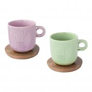 Набор чашек  Радуга сиреневый+зеленый на подставках 250 мл 2 шт Easy Life
