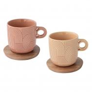 Набор чашек  Радуга бежевый+коричневый на подставках 250 мл 2 шт Easy Life