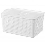 Корзинка Виолет Лофт с крышкой белая 5,3л 29,5х18,5х14,5 см Виолет-хозпромпродук
