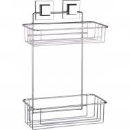 Полка прямая  2 яруса самоклеящийся хром 27x15x37 см Teknotel