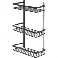 Полка прямая  3 яруса самоклеящийся черный матовый 25x12x46 см Teknotel