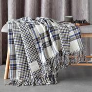 Плед  Вильям 150х200 см белый/синий/оливковый Estia