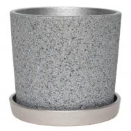Горшок из бетона  Дакар с поддоном серебро кедр №1 D11 Композит