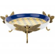 Блюдо  на стрекозах желто-синее 13х13х6 см ГЛАСАР
