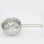 Ковш  нержавеющая сталь, стеклянная крышка Магнолия Классика 1,2 л Кухар