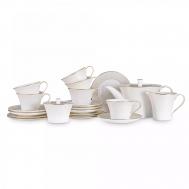 Сервиз чайный  Золотая паутина на 6 персон 21 предмет, фарфор костяной Narumi
