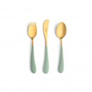Набор столовых приборов  Alice celadon gold детский 3 предмета Cutipol