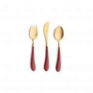 Набор столовых приборов  Alice red gold детский 3 предмета Cutipol