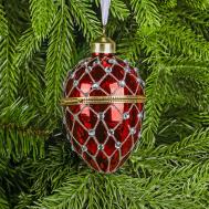 Шар стеклянный  Яйцо Фаберже красное 6,8х6,8х9,8 см Yancheng Shiny