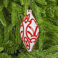 Шар  стеклянный молочный с бордовым узором Yancheng Shiny