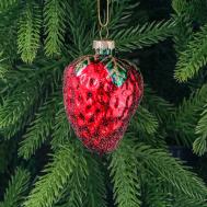 Игрушка ёлочная  украшение стеклянное клубника красная 7х9 см Yancheng Shiny