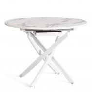 Стол ТС светлый мрамор с белыми ножками 100х100+30х75 см TC