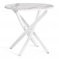 Стол ТС светлый мрамор с белыми ножками 80х80х75 см TC