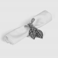 Кольцо для салфеток  из акрила серебристое с листьями Dekor pap