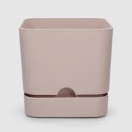 Горшок с поддоном  Begonya квадратный кремовый 13x13 см Polimod