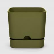 Горшок с поддоном  Begonya квадратный зеленый 16x16 см Polimod