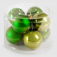 Набор ёлочных игрушек  шары зеленые стекло 8 шт 8 см Linhai jinnuo