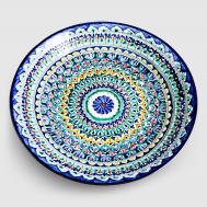 Ляган  Узоры Риштанская роспись синяя микс 42 см 7503304 Риштанская керамика