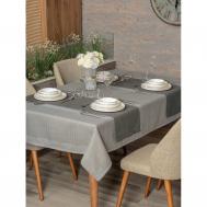 Набор  скатерть 155х160 см и дорожка 35х130 см серая Cotton box