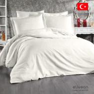 Комплект постельного белья  Евро linen хлопок/лен белый Eliveon
