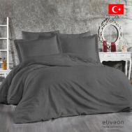 Комплект постельного белья  Евро хлопок темно-серый Eliveon