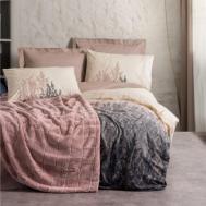 Комплект постельного белья  smooth pudra Двуспальный + плед 180х220 см Cotton box