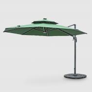 Набор зонт с кронштейном и утяжелителями  с LED подсветкой зелёный 3,5х3,5 м Greenpatio