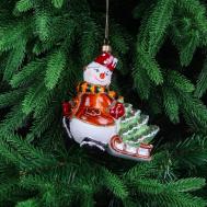 Игрушка ёлочная  снеговик с санями Snow and Stars