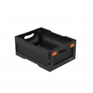 Ящик  складной с перфорацией 16л. чёрный Альт-Пласт