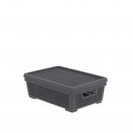 Корзина плетёная  для хранения с крышкой «Лён» 11л. Графит Альт-Пласт