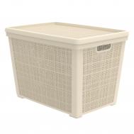 Корзина плетёная  для хранения с крышкой «Лён» 65л. Слоновая кость Альт-Пласт