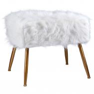 Пуф  с меховым ворсом белый 50х40х45 см ГЛАСАР