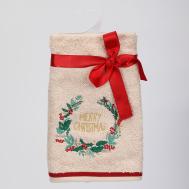 Полотенце  Merry X-mas бежевый 40х70 см Erteks