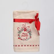 Полотенце  Merry X-mas венок бежевый 40х70 см Erteks