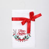 Полотенце  Merry X-mas венок белый 40х70 см Erteks