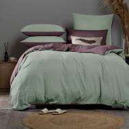 Комплект постельного белья  Юко мятный/темно-сиреневый двуспальный Sleepix
