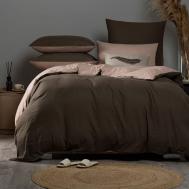 Комплект постельного белья  Юко темно-коричневый/розовый семейный Sleepix