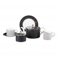 Сервиз чайный  Вола фарфоровый с платиновой окантовкой 6 персон 21 предмет Decor de table