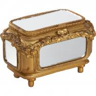 Шкатулка  золотая с зеркальными панелями 17х11х11 см ГЛАСАР