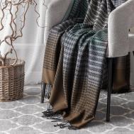 Плед  Аззерра серый/бирюзовый 140х200+10х2 см Estia