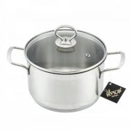 Кастрюля  Лотос Классика нержавеющая сталь, стеклянная крышка, 5 л Кухар