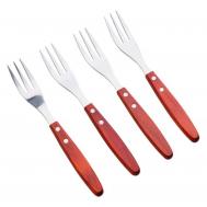 Набор  вилок для стейка, нержавеющая сталь, деревянные ручки 4 шт Bergner
