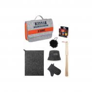 Набор для бани в портфеле  "Для выживания в бане" (шапка, рукавица, коврик, масла, мочалка) EVA