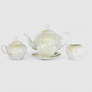 Сервиз чайный  с бл.торт магнолия, белый 6 персон, 18 предметов Hatori freydis